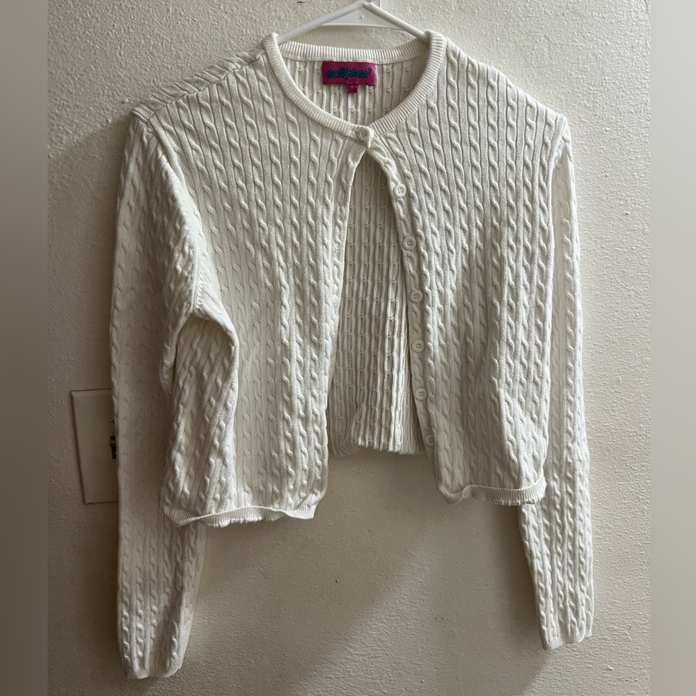 Coldwater Creek Ivory Cable Knit Cardigan